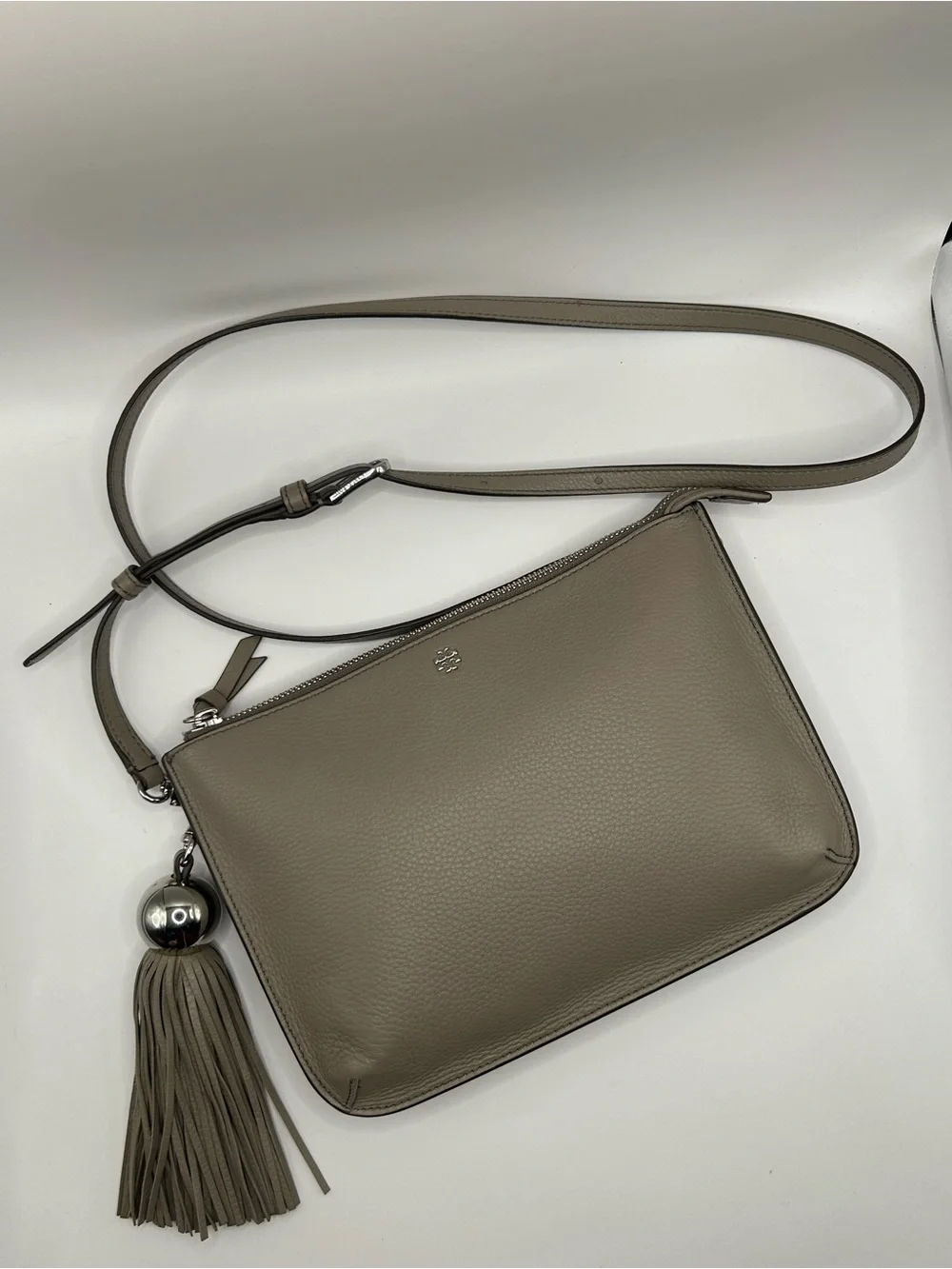 Tory Burch  Pebbled Leather Crossbody with Tassel Charm